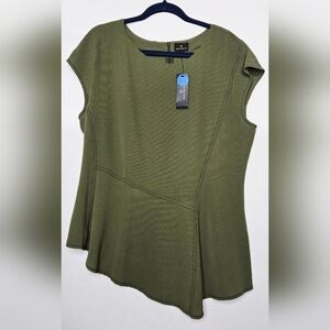 NWT Women's Worthington Asymmetrical Hem Blouse Rich Avocado Green Sz Large